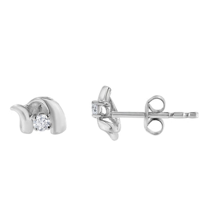 .925 Sterling Silver Round Cut Diamond Fashion Stud Earrings (0.10 cttw, I-J Color, I2-I3 Clarity) Bids.com