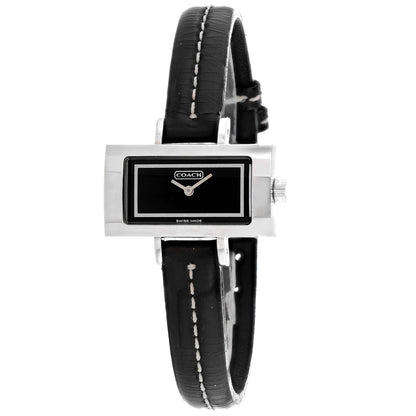 Coach Women's Black Leather Silver Quartz Bids.com