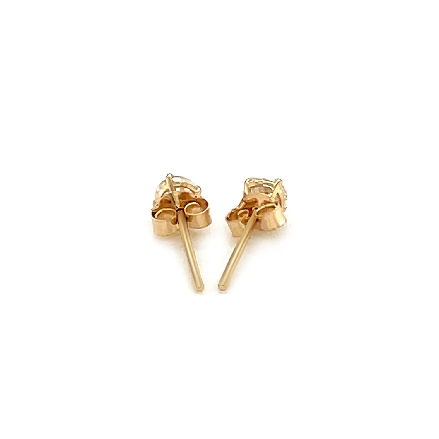 14k Yellow Gold Stud Earrings with White Hue Faceted Cubic Zirconia Bids.com