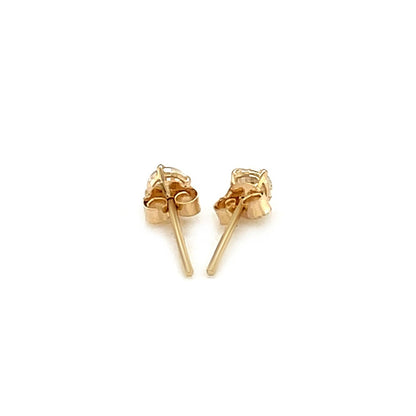 14k Yellow Gold Stud Earrings with White Hue Faceted Cubic Zirconia Bids.com