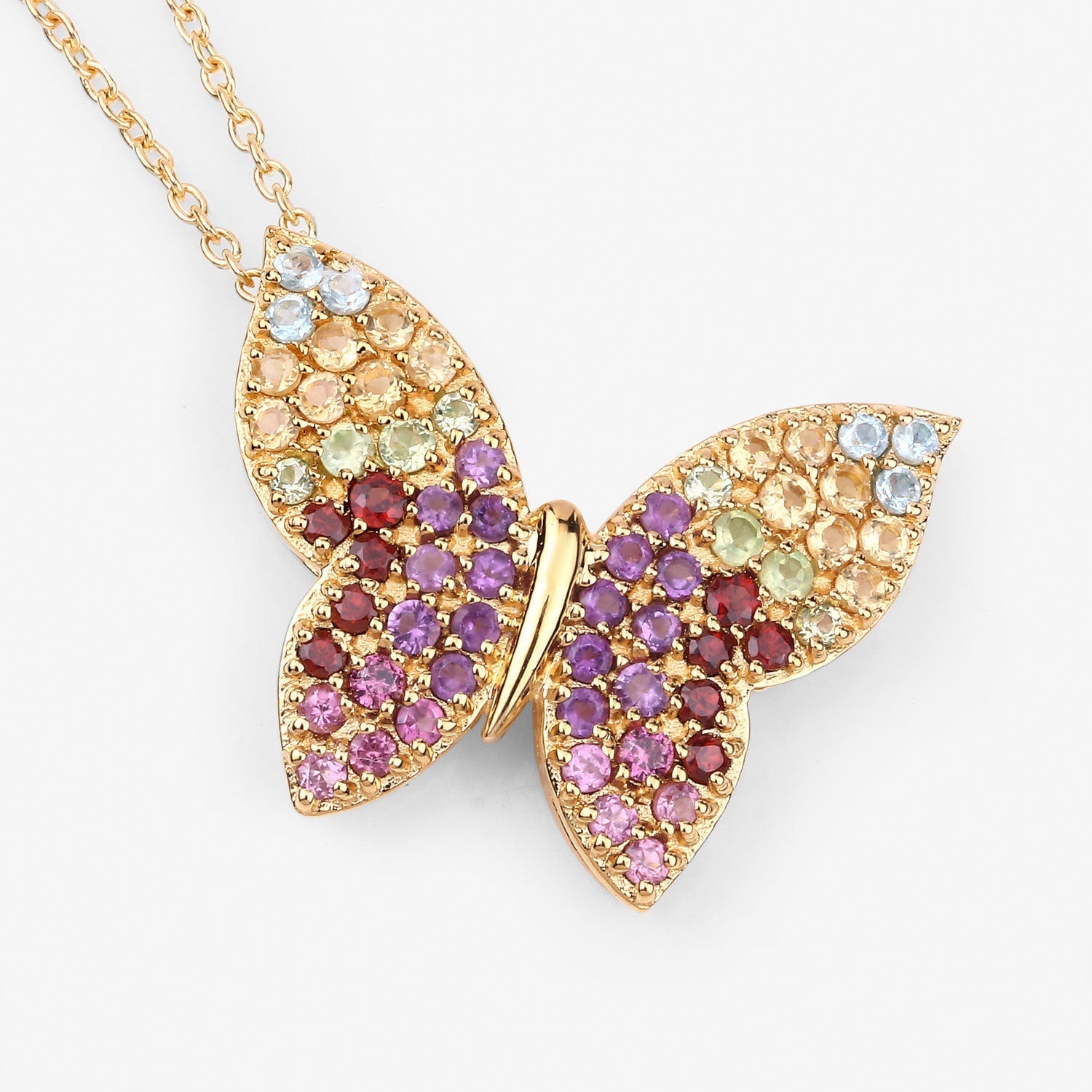 1.62 Carat Genuine Multi Stones .925 Sterling Silver Pendant Bids.com