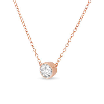 .925 Sterling Silver 1/2 Cttw Diamond Bezel 18" Pendant Necklace (I-J Color, I2-I3 Clarity) Bids.com