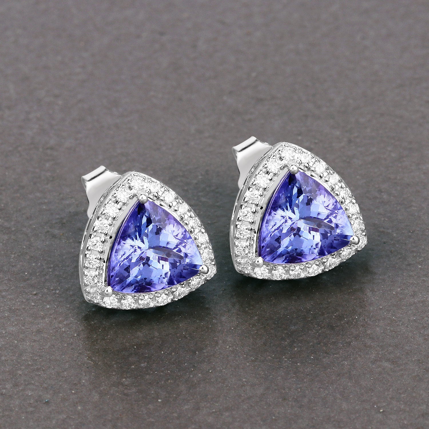 3.82 Carat Genuine Tanzanite and White Diamond 14K White Gold Earrings Bids.com