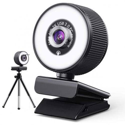 2K HD Webcam with Built-In 18 LED Adjustable Ring Light and Microphone DailySale