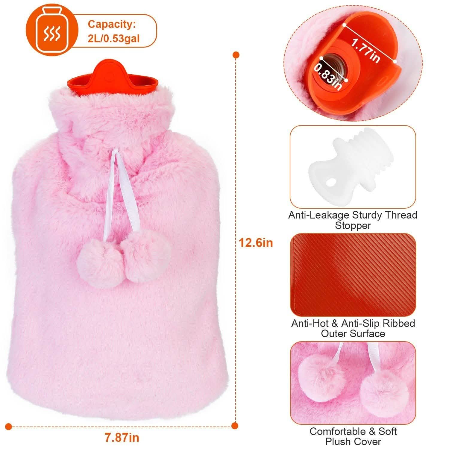2L Hot Water Bottle with Plush Cover DailySale