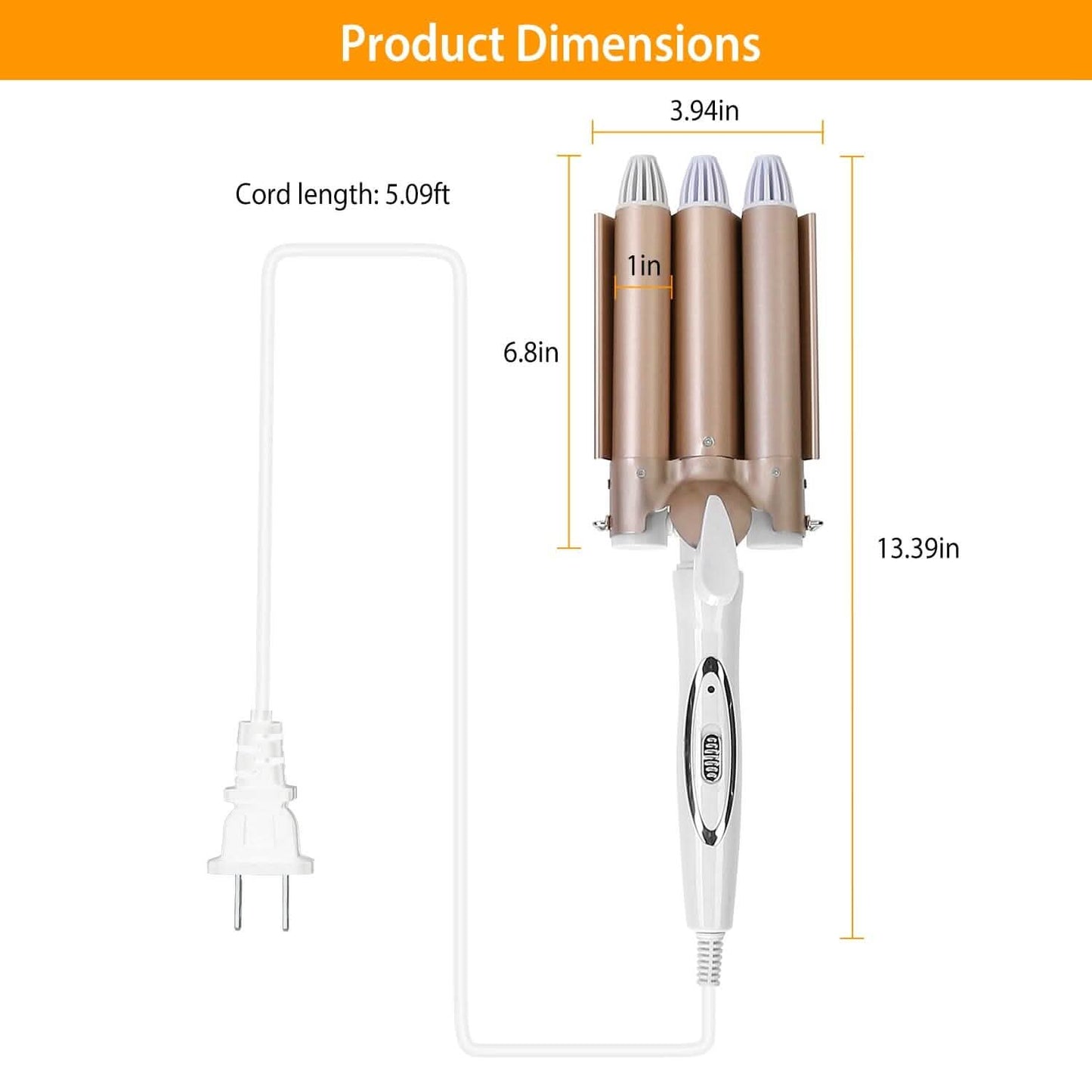 3-Barrel Curling Iron Wand Electric Hair Curler 1" Triple Hair Waver DailySale