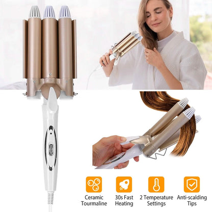 3-Barrel Curling Iron Wand Electric Hair Curler 1" Triple Hair Waver DailySale
