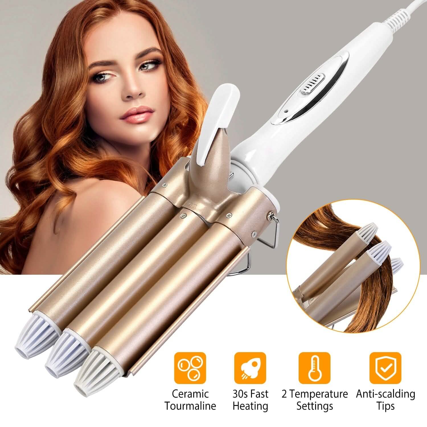 3-Barrel Curling Iron Wand Electric Hair Curler 1" Triple Hair Waver DailySale