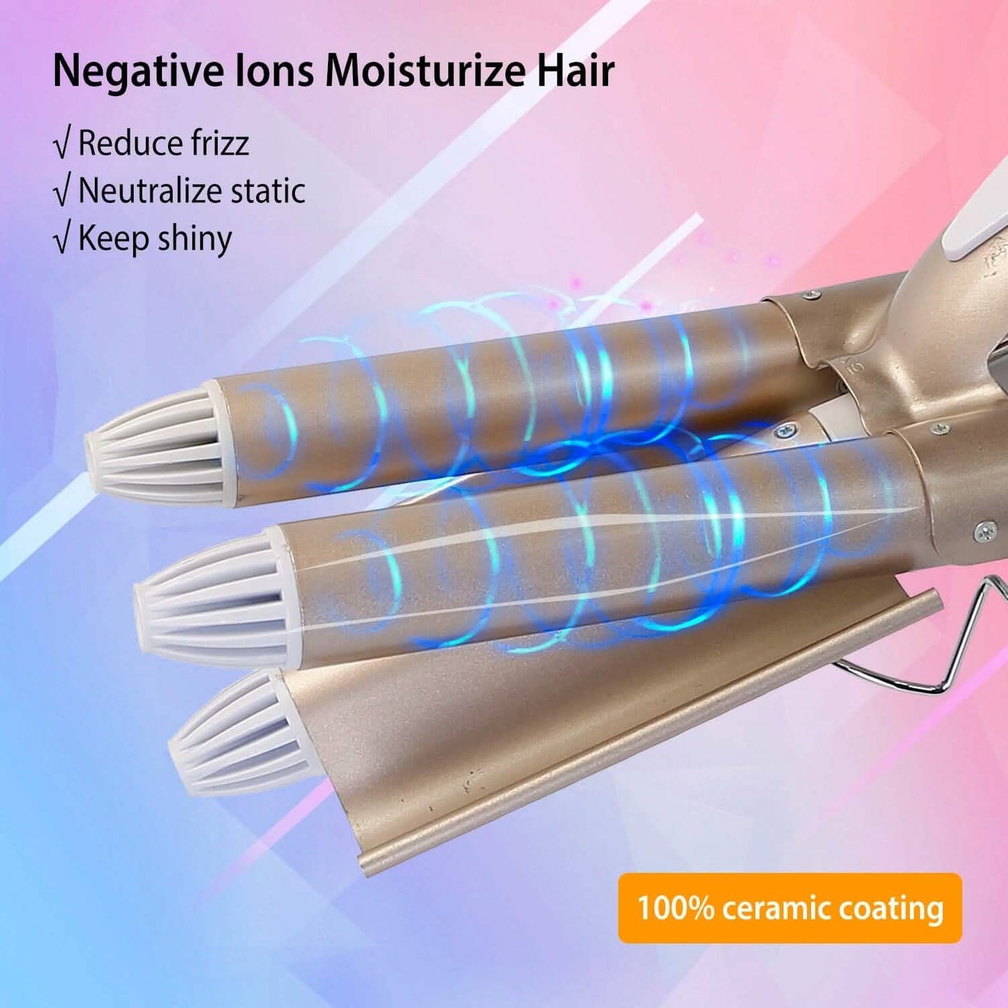 3-Barrel Curling Iron Wand Electric Hair Curler 1" Triple Hair Waver DailySale