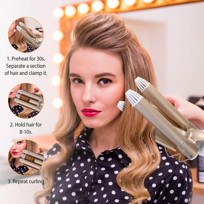 3-Barrel Curling Iron Wand Electric Hair Curler 1" Triple Hair Waver DailySale