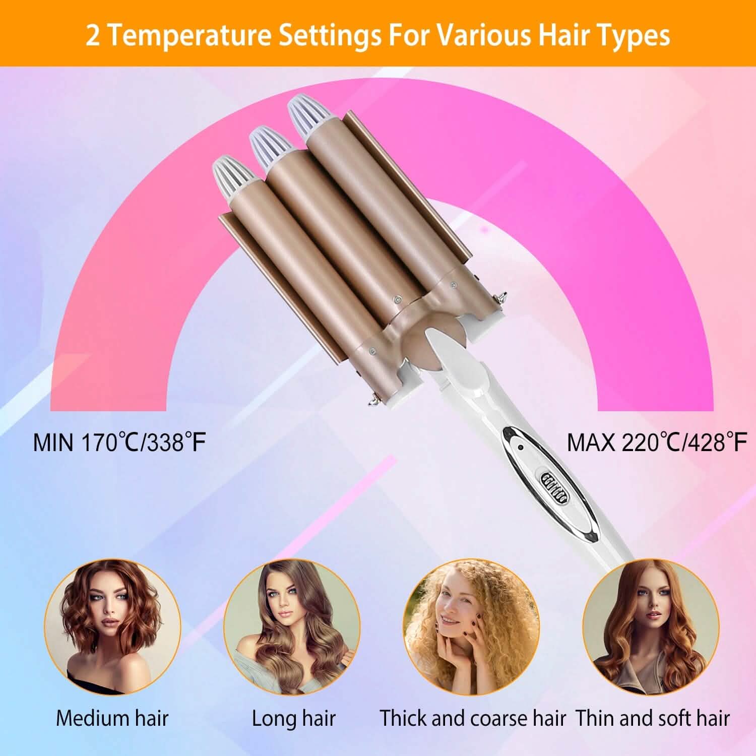 3-Barrel Curling Iron Wand Electric Hair Curler 1" Triple Hair Waver DailySale