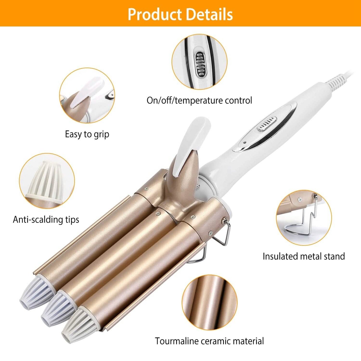 3-Barrel Curling Iron Wand Electric Hair Curler 1" Triple Hair Waver DailySale