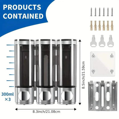 3-Chamber Shower Dispenser - Wall Mounted, No Leakage, No Drill DailySale
