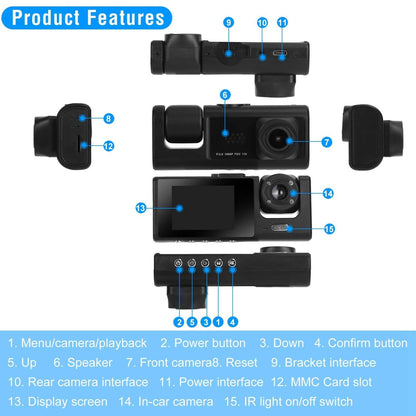 3 Channel Car DVR Dash Cam Video Recorder DailySale