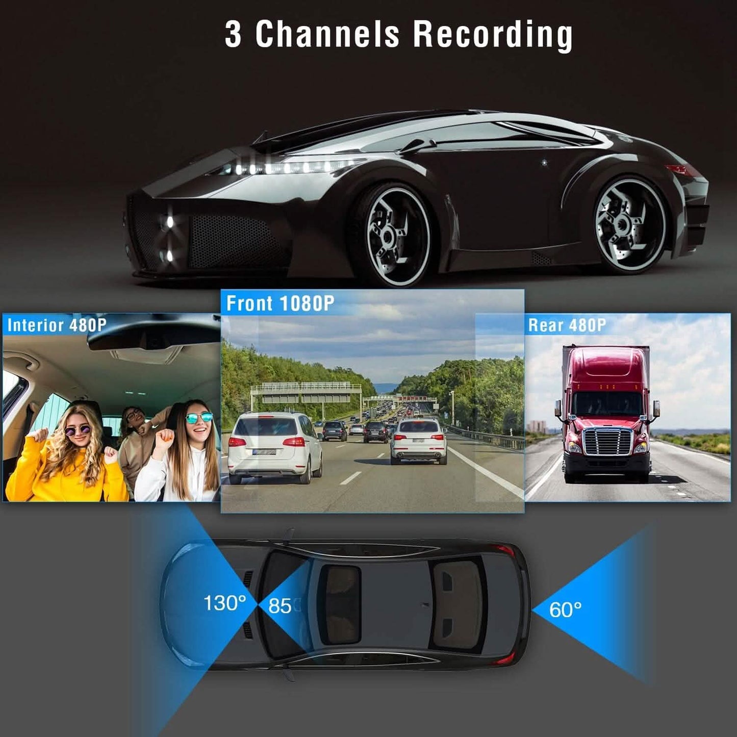 3 Channel Car DVR Dash Cam Video Recorder DailySale