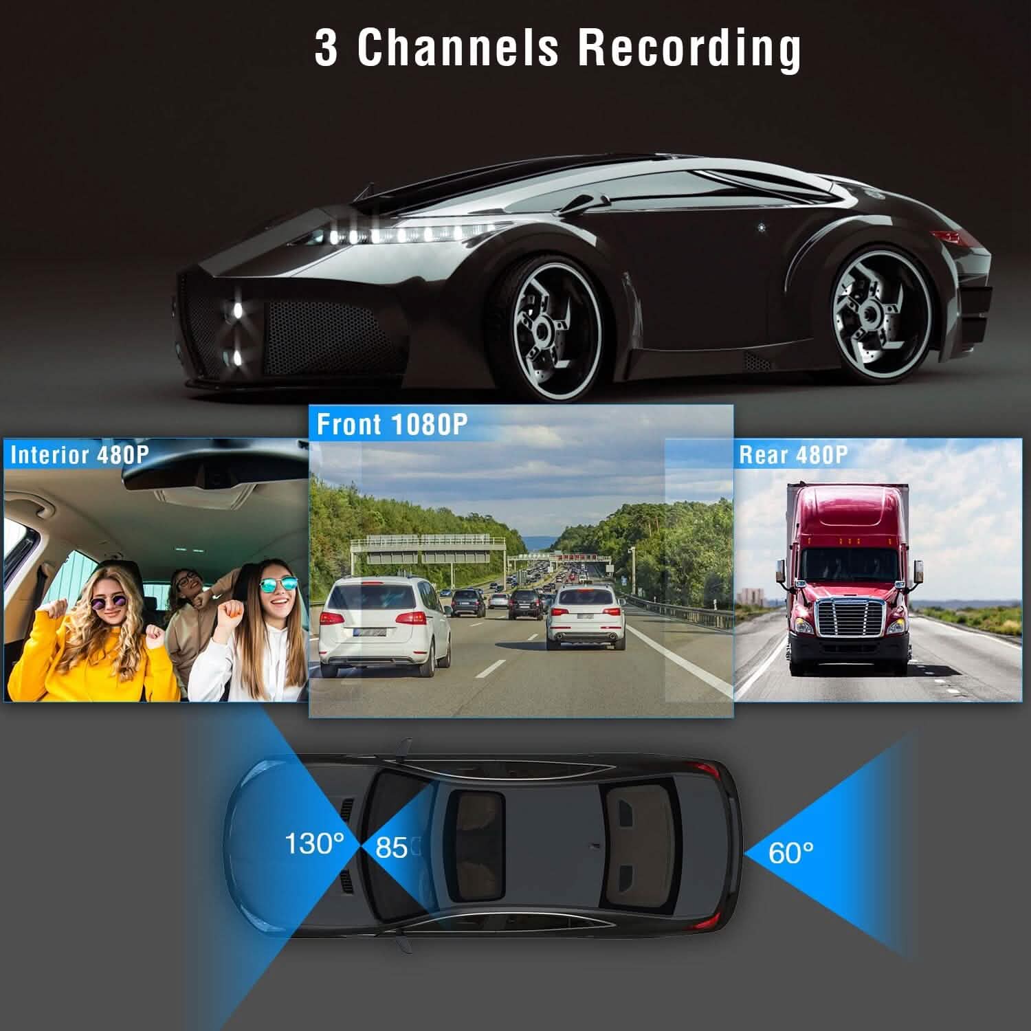 3 Channel Car DVR Dash Cam Video Recorder DailySale