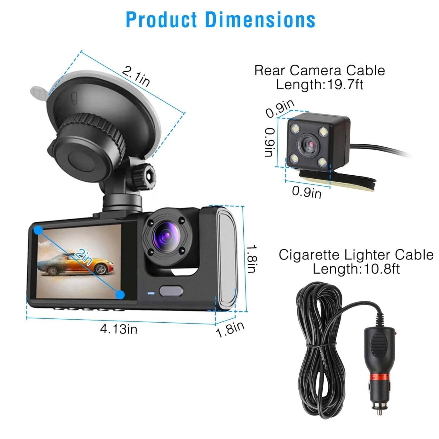 3 Channel Car DVR Dash Cam Video Recorder DailySale