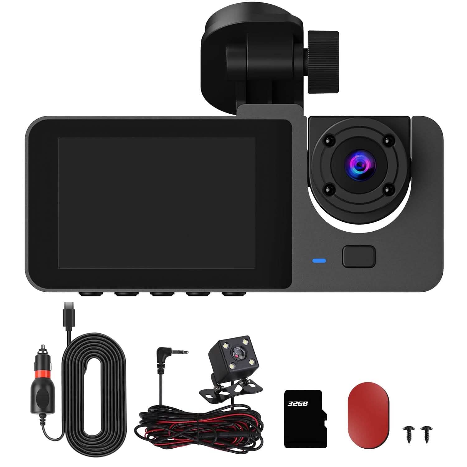 3 Channel Dash Cam Front Inside Rear Vehicle Driving Recorder Car DVR DailySale