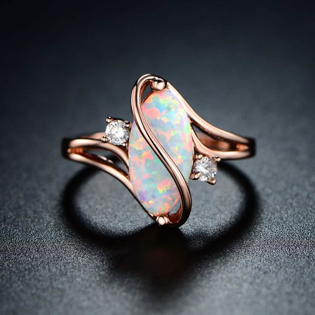 3 CTTW Fire Opal S Ring in 18K Rose Gold Plating - Size 9 DailySale