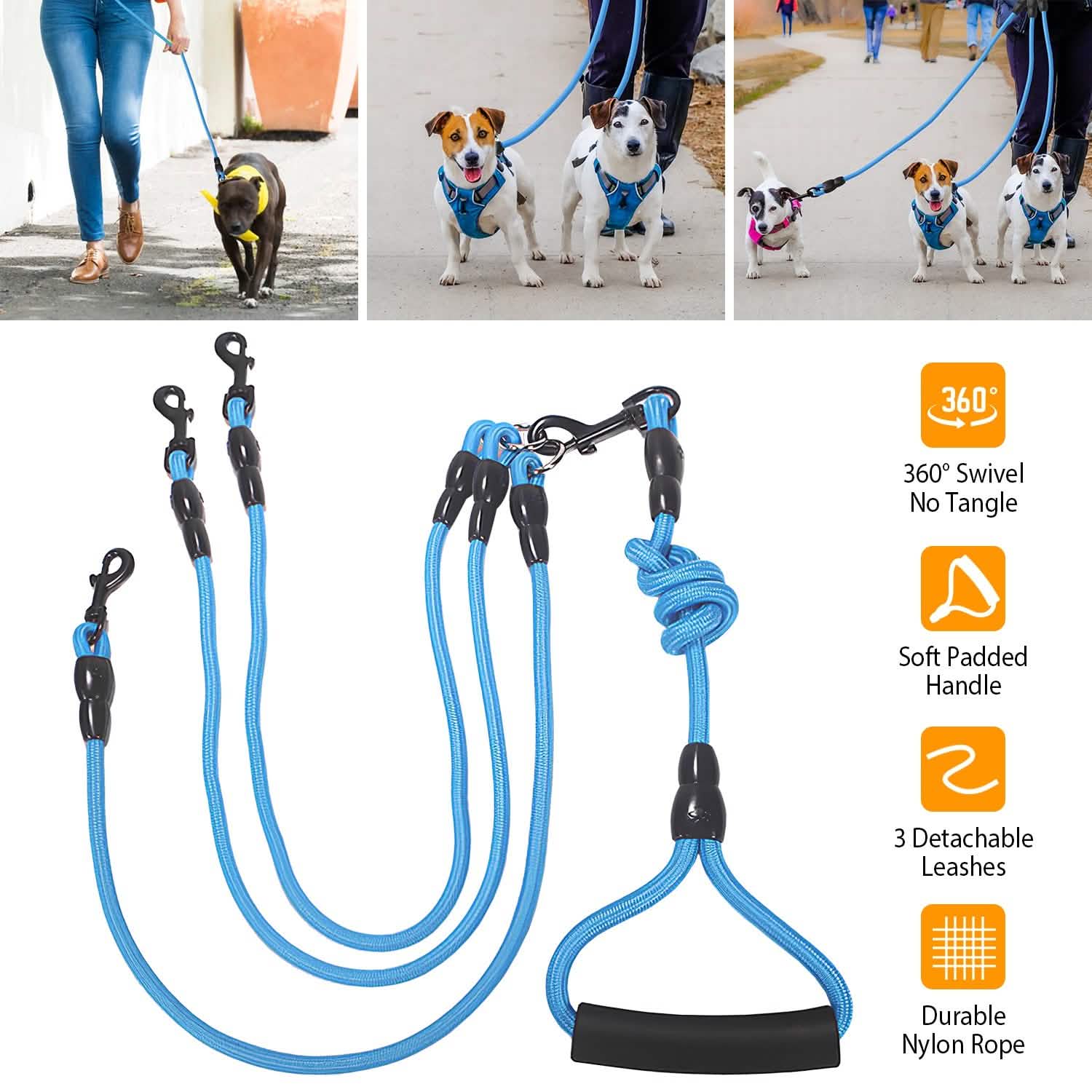 3 Dog Leash Traction Rope Walking Training Lead with Padded Handle DailySale