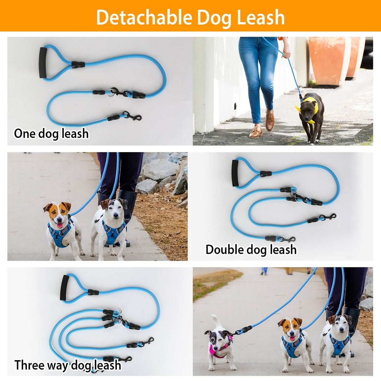3 Dog Leash Traction Rope Walking Training Lead with Padded Handle DailySale