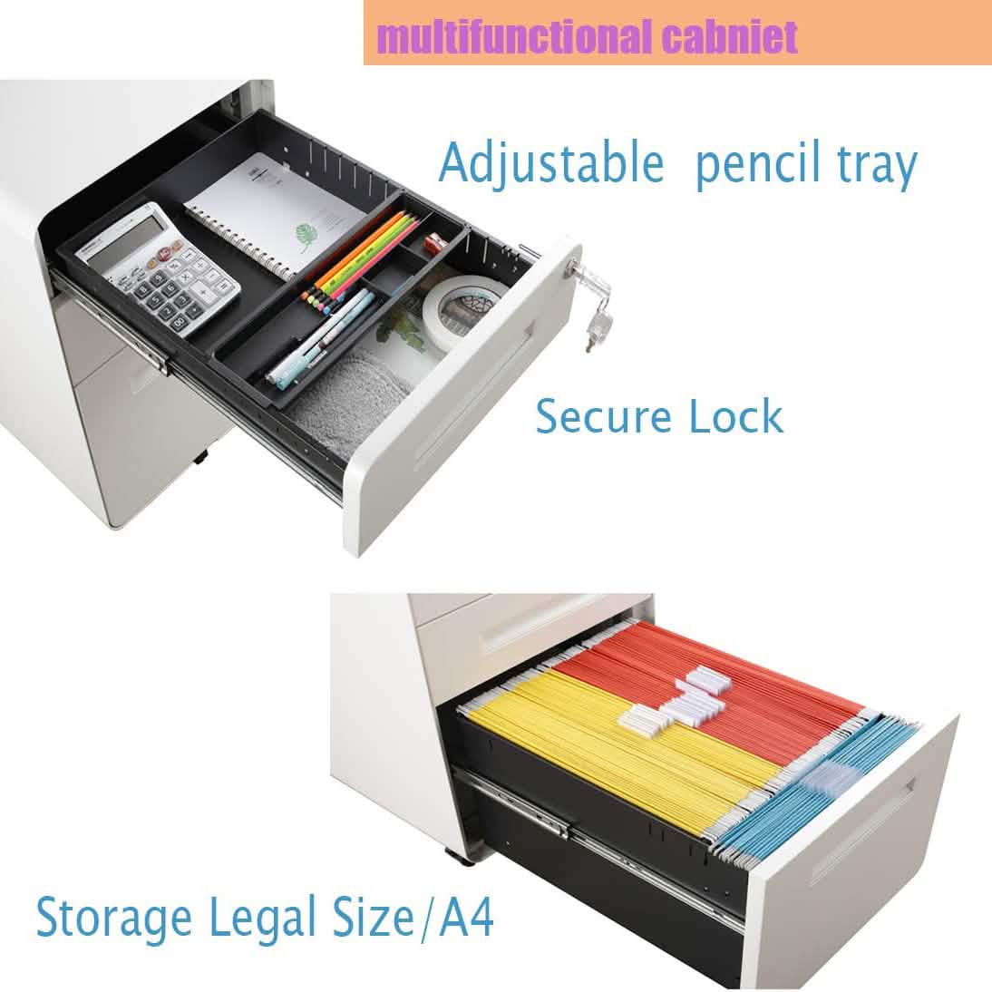 3 Drawer Rolling File Cabinet DailySale