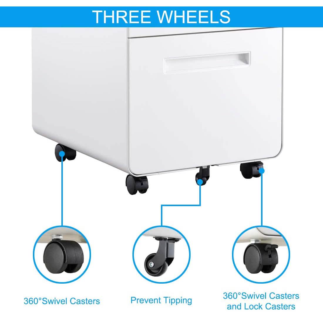 3 Drawer Rolling File Cabinet DailySale