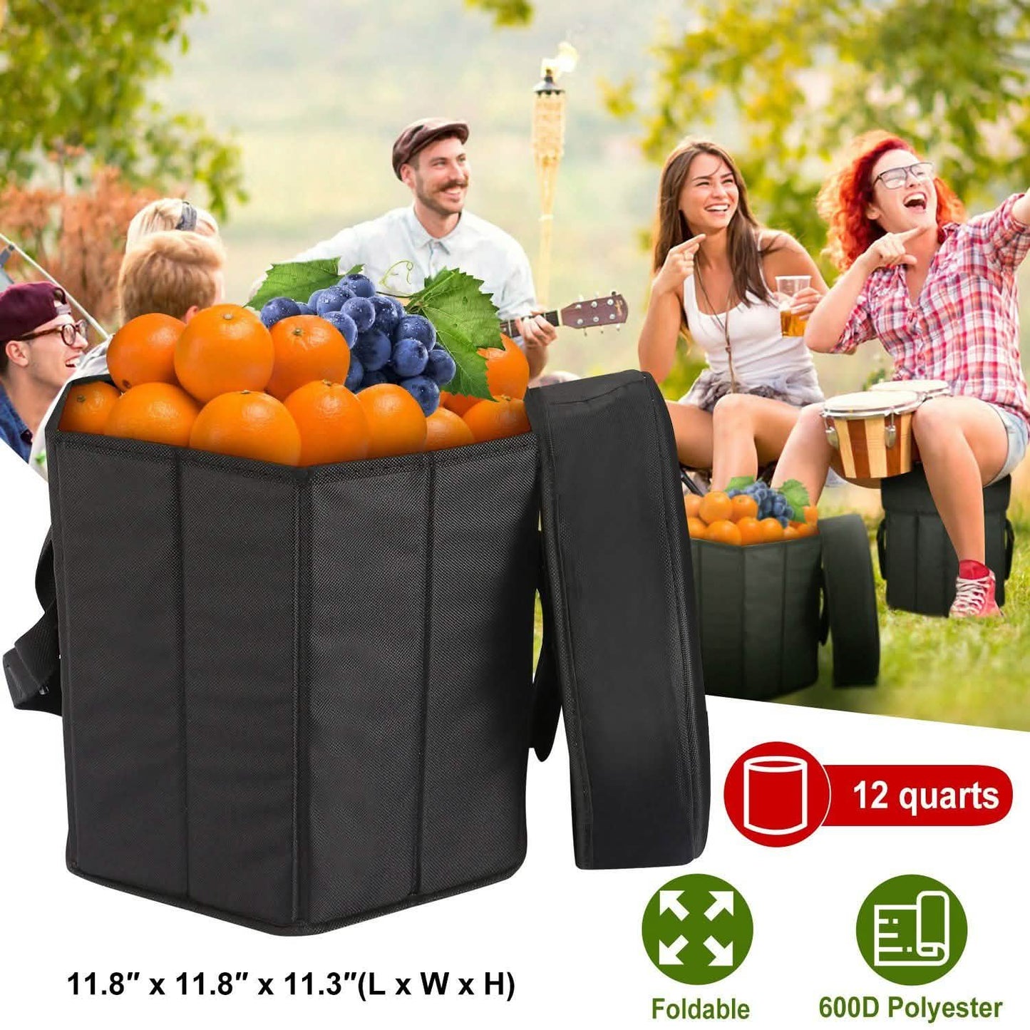 3 Gallon Collapsible Grocery Cooler Bag Seat Combo DailySale