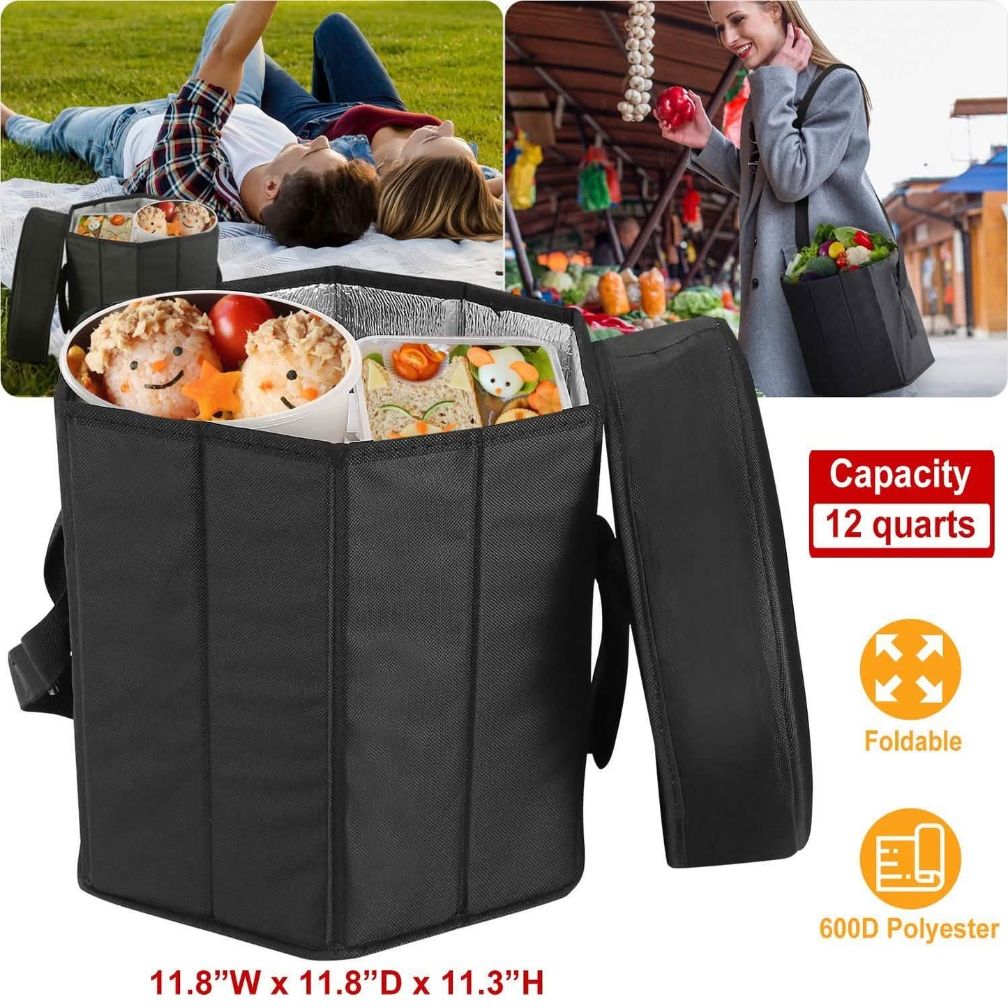 3 Gallon Collapsible Grocery Cooler Bag Seat Combo DailySale
