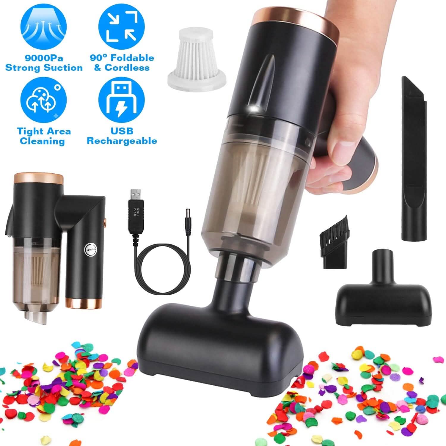 3-in-1 120W Portable Reachable Vacuum with Brush Nozzle DailySale