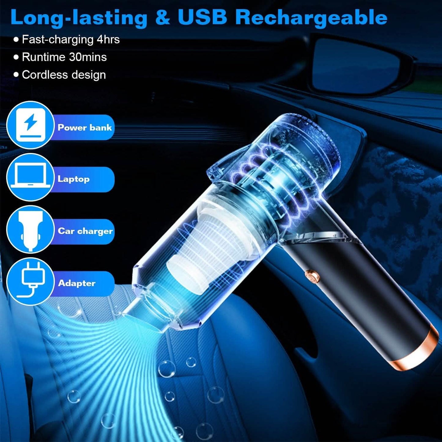 3-in-1 120W Portable Reachable Vacuum with Brush Nozzle DailySale