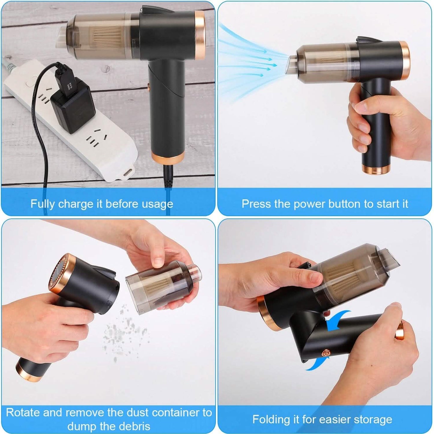3-in-1 120W Portable Reachable Vacuum with Brush Nozzle DailySale