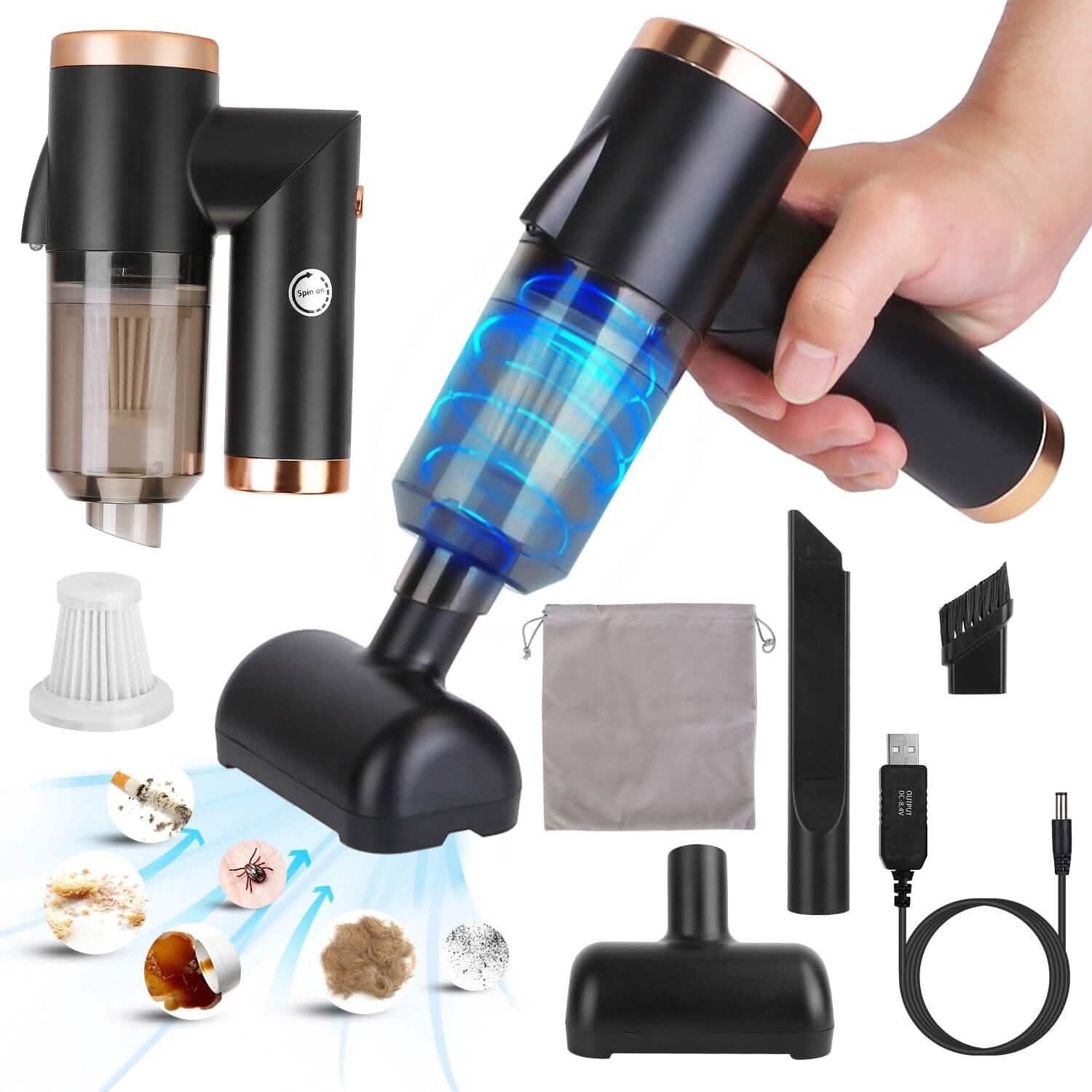 3-in-1 120W Portable Reachable Vacuum with Brush Nozzle DailySale