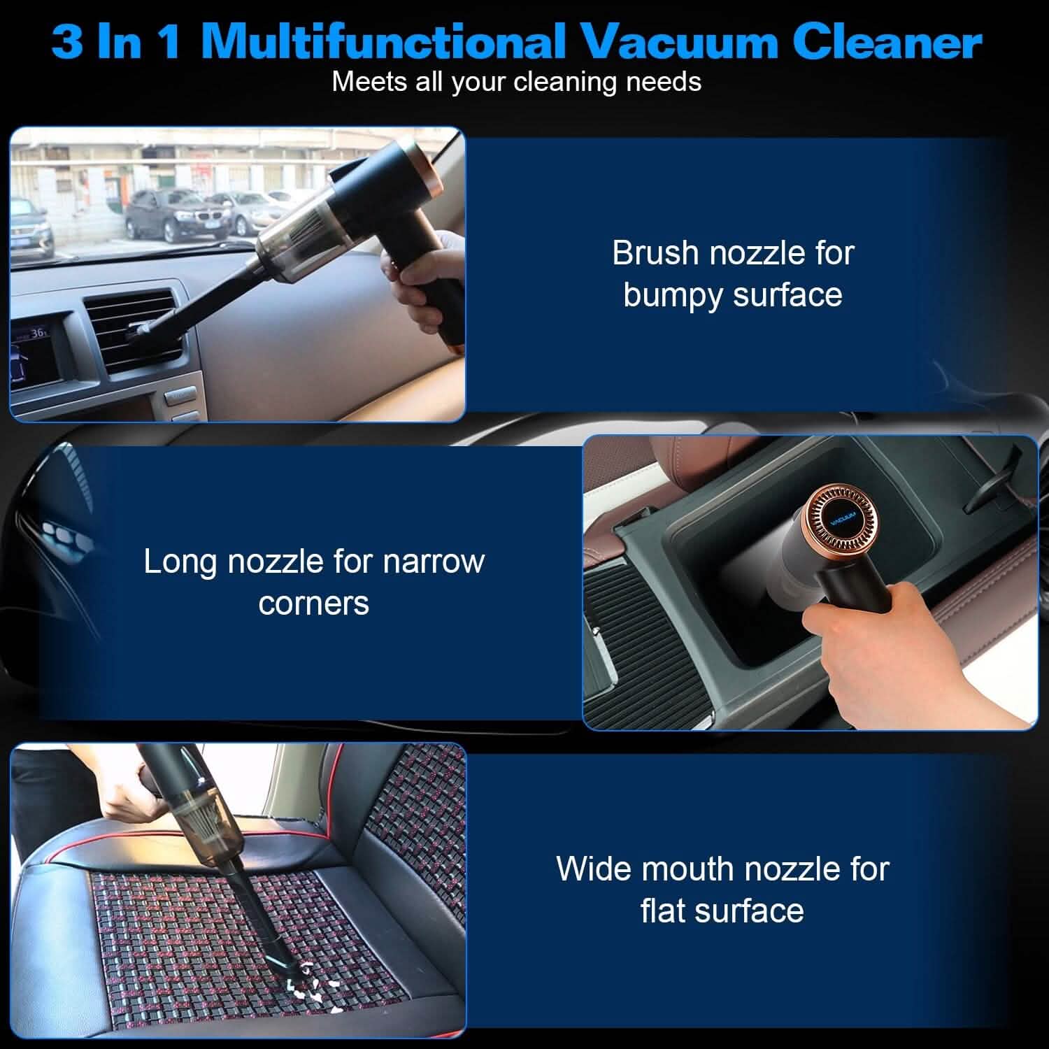 3-in-1 120W Portable Reachable Vacuum with Brush Nozzle DailySale