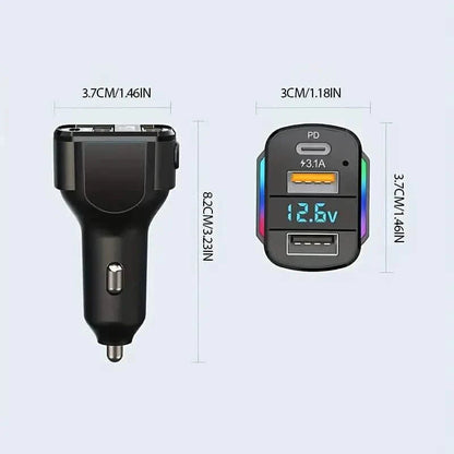 3-in-1 65W 3-port USB PD Fast Car Charger DailySale