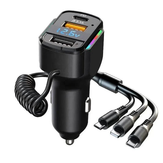 3-in-1 65W 3-port USB PD Fast Car Charger DailySale