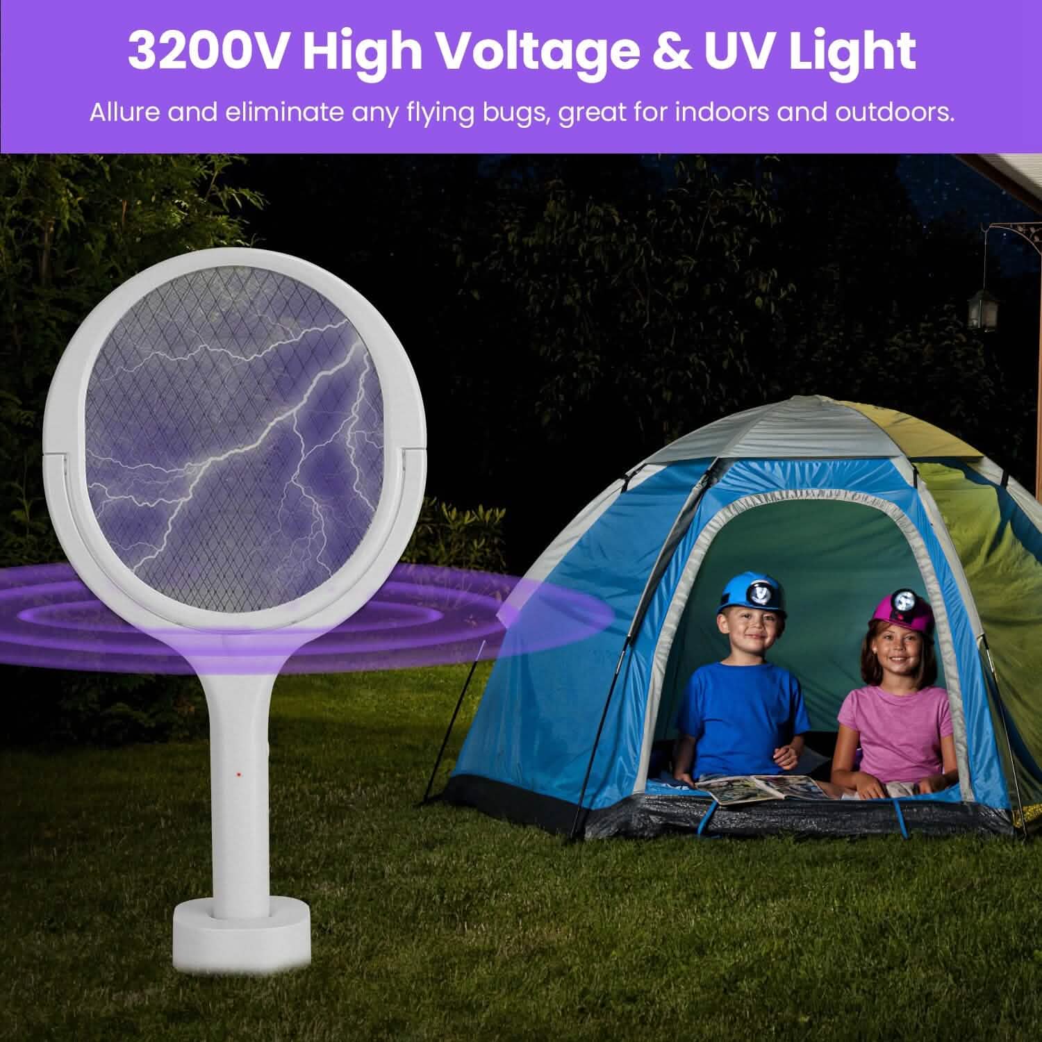 3-in-1 90º Rotating Electric Bug Zapper Racket DailySale