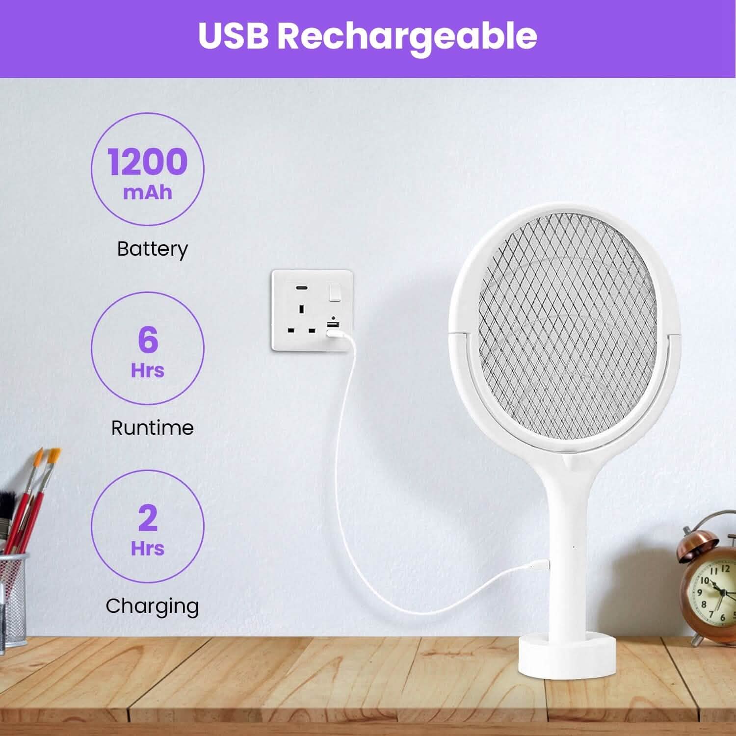 3-in-1 90º Rotating Electric Bug Zapper Racket DailySale