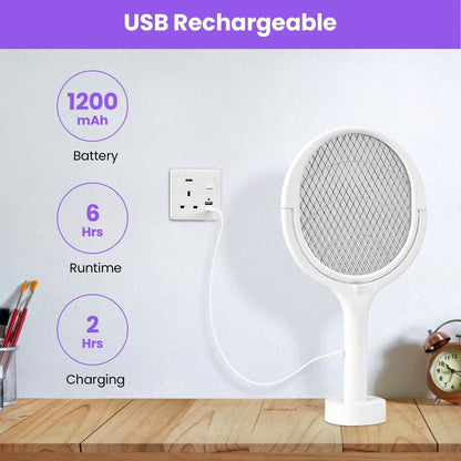 3-in-1 90º Rotating Electric Bug Zapper Racket DailySale