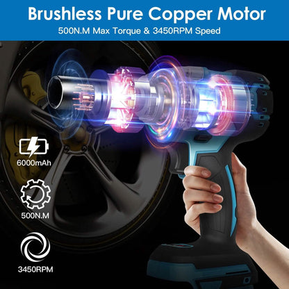 3-In-1 Cordless Electric Impact Wrench Drill Screwdriver with Brushless Motor Max 3450RPM Variable Speed DailySale
