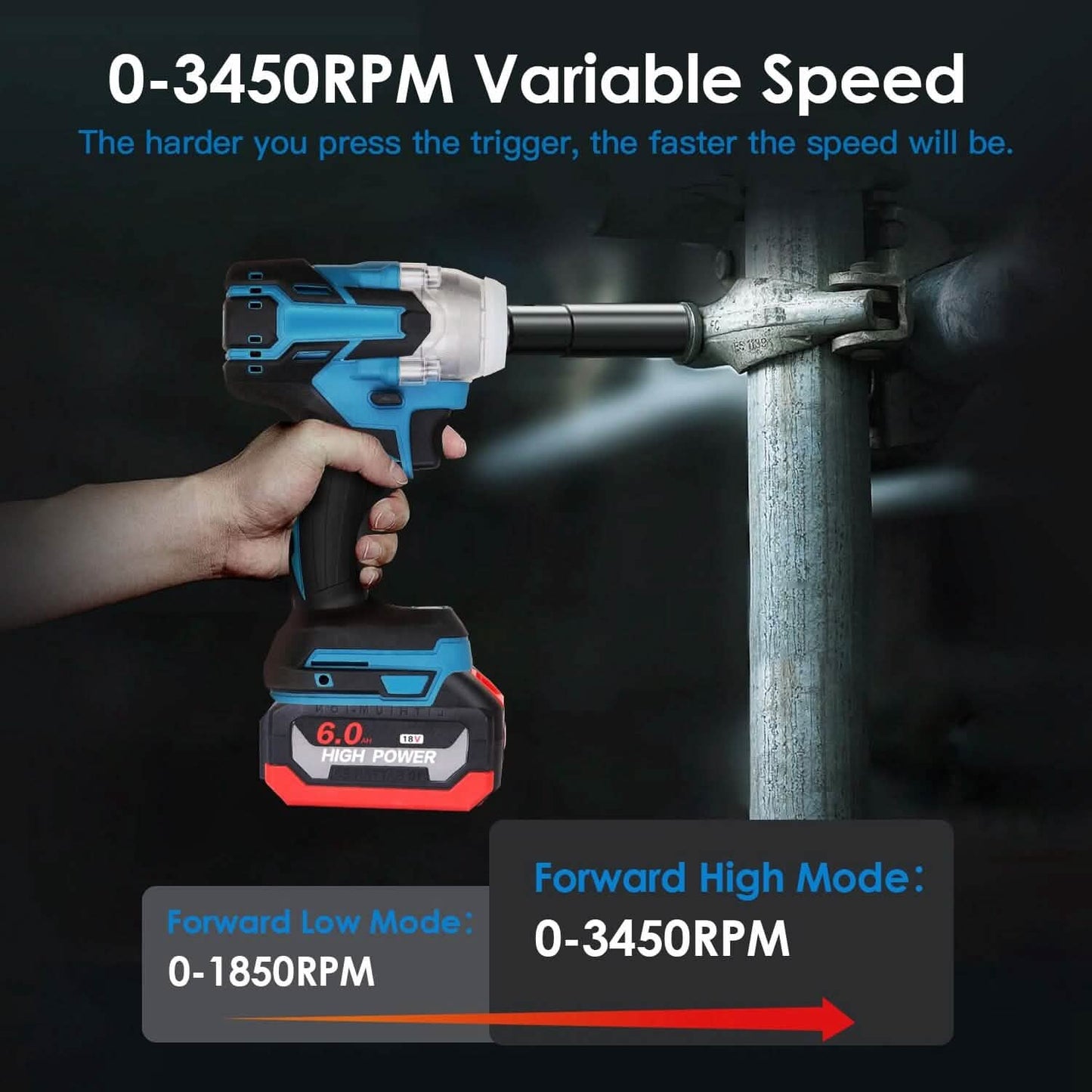 3-In-1 Cordless Electric Impact Wrench Drill Screwdriver with Brushless Motor Max 3450RPM Variable Speed DailySale