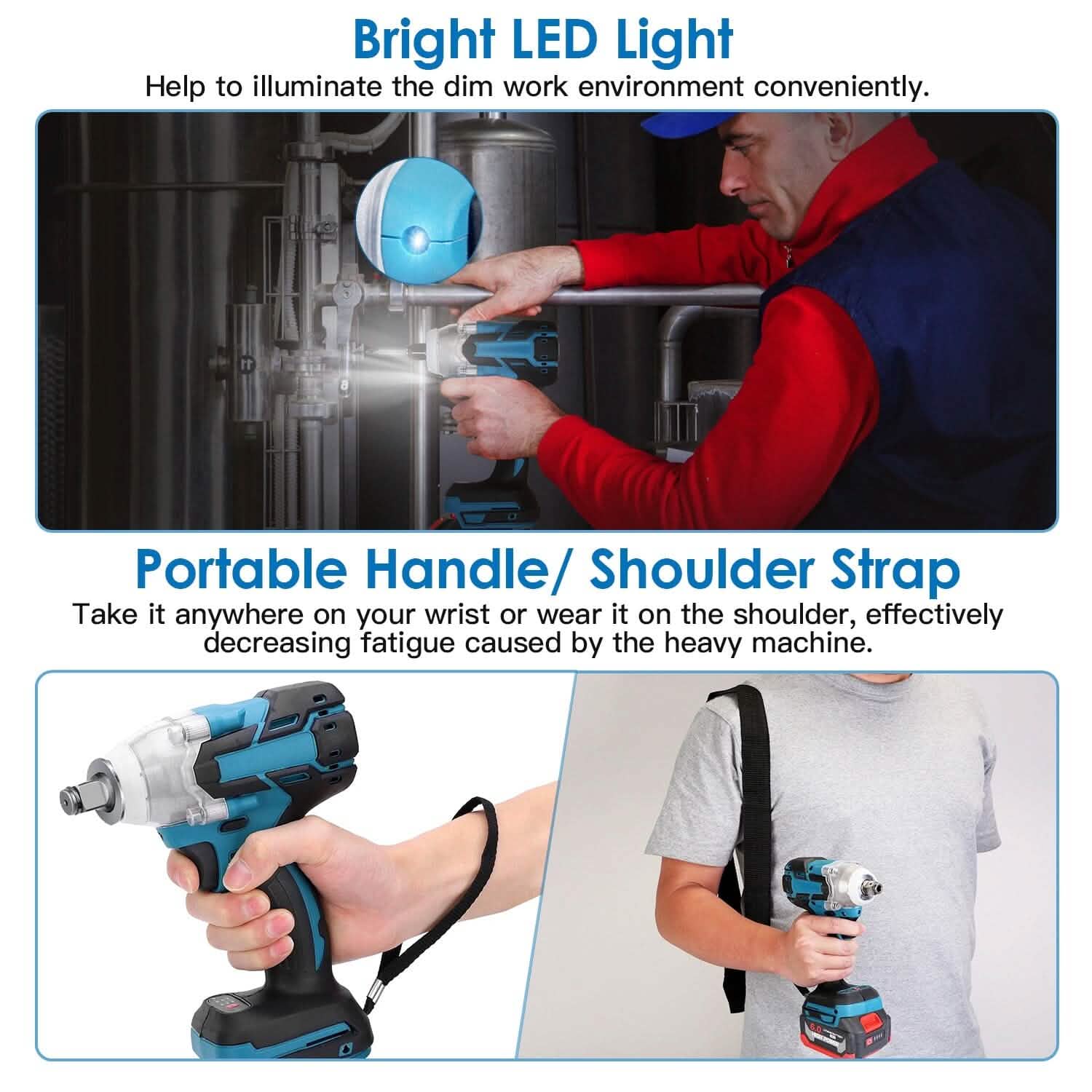 3-In-1 Cordless Electric Impact Wrench Drill Screwdriver with Brushless Motor Max 3450RPM Variable Speed DailySale