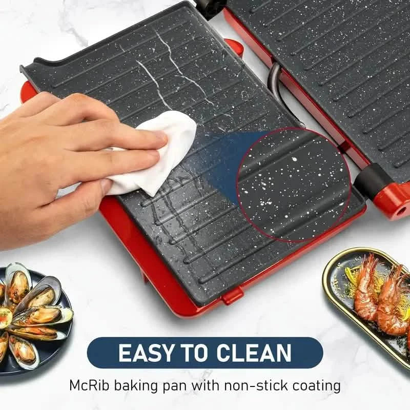 3-in-1 Electric Indoor Non-Stick Grill & Panini Press Sandwich Maker with Adjustable Temperature Control and Grease Tray DailySale