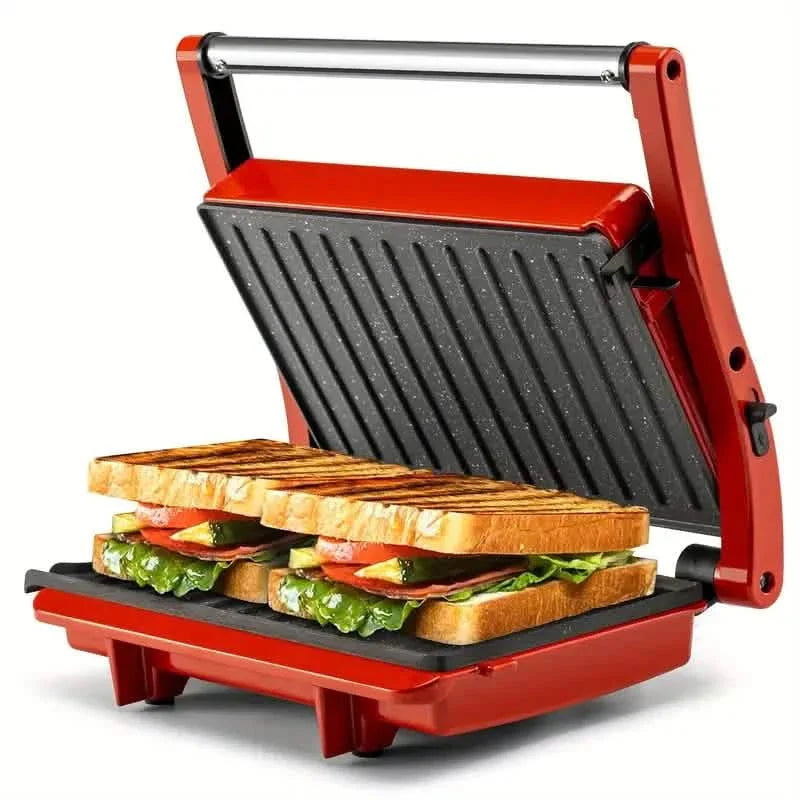 3-in-1 Electric Indoor Non-Stick Grill & Panini Press Sandwich Maker with Adjustable Temperature Control and Grease Tray DailySale