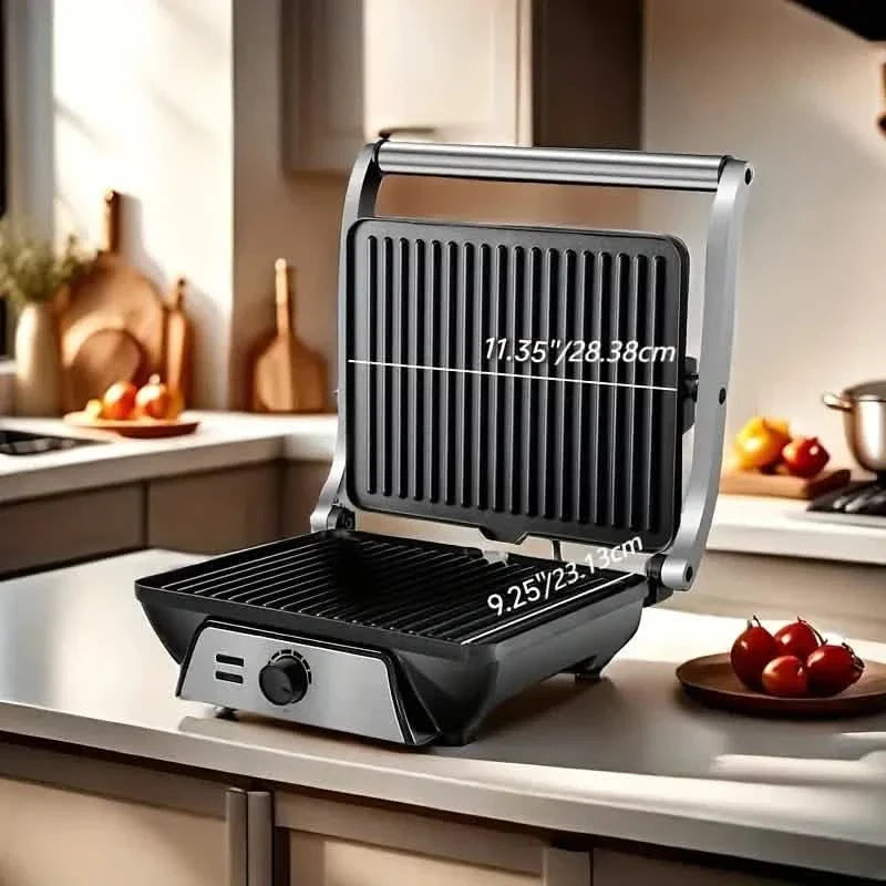 3-in-1 Electric Indoor Non-Stick Grill & Panini Press Sandwich Maker with Adjustable Temperature Control and Grease Tray DailySale