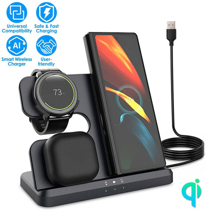 3-in-1 Fast Wireless Charger for Qi-enable Phones, Earphones and Watches DailySale