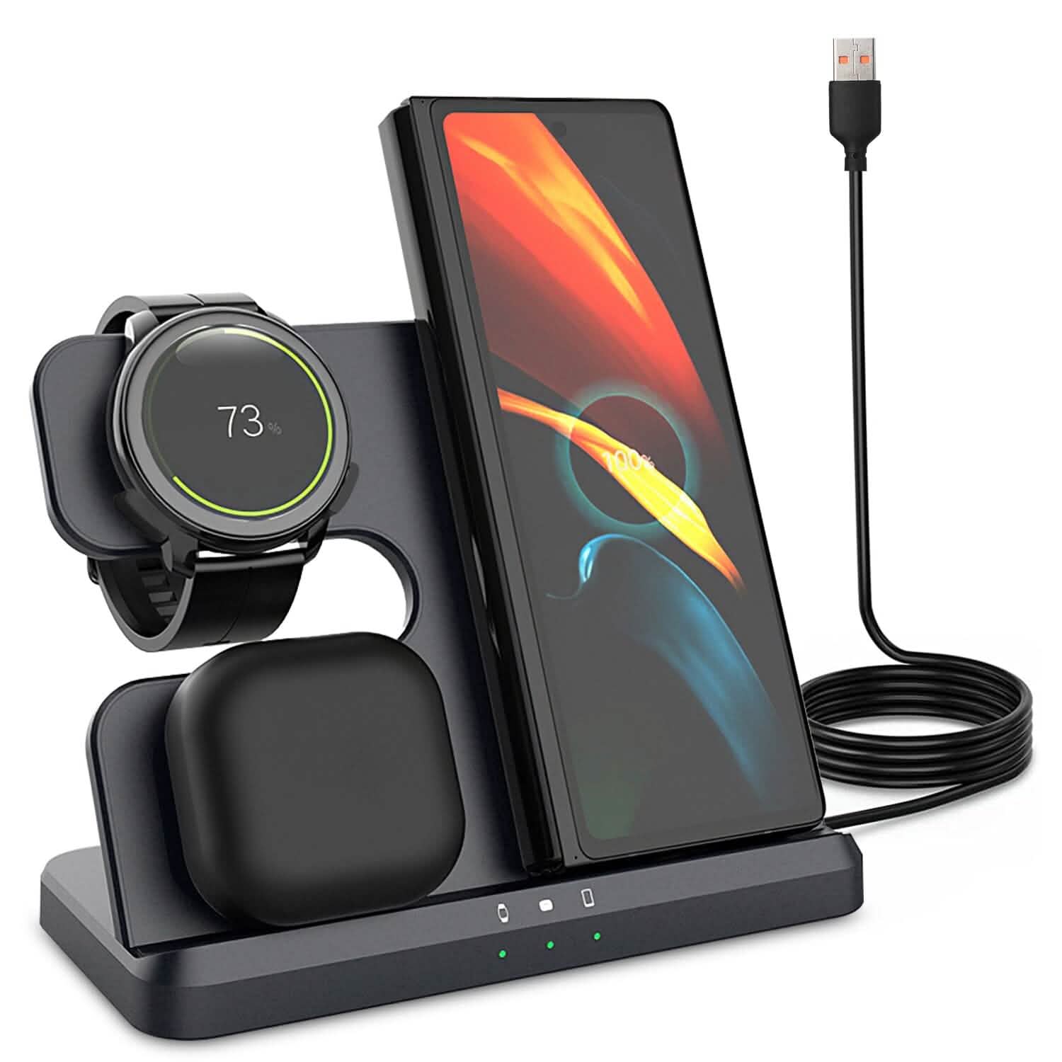 3-in-1 Fast Wireless Charger for Qi-enable Phones, Earphones and Watches DailySale