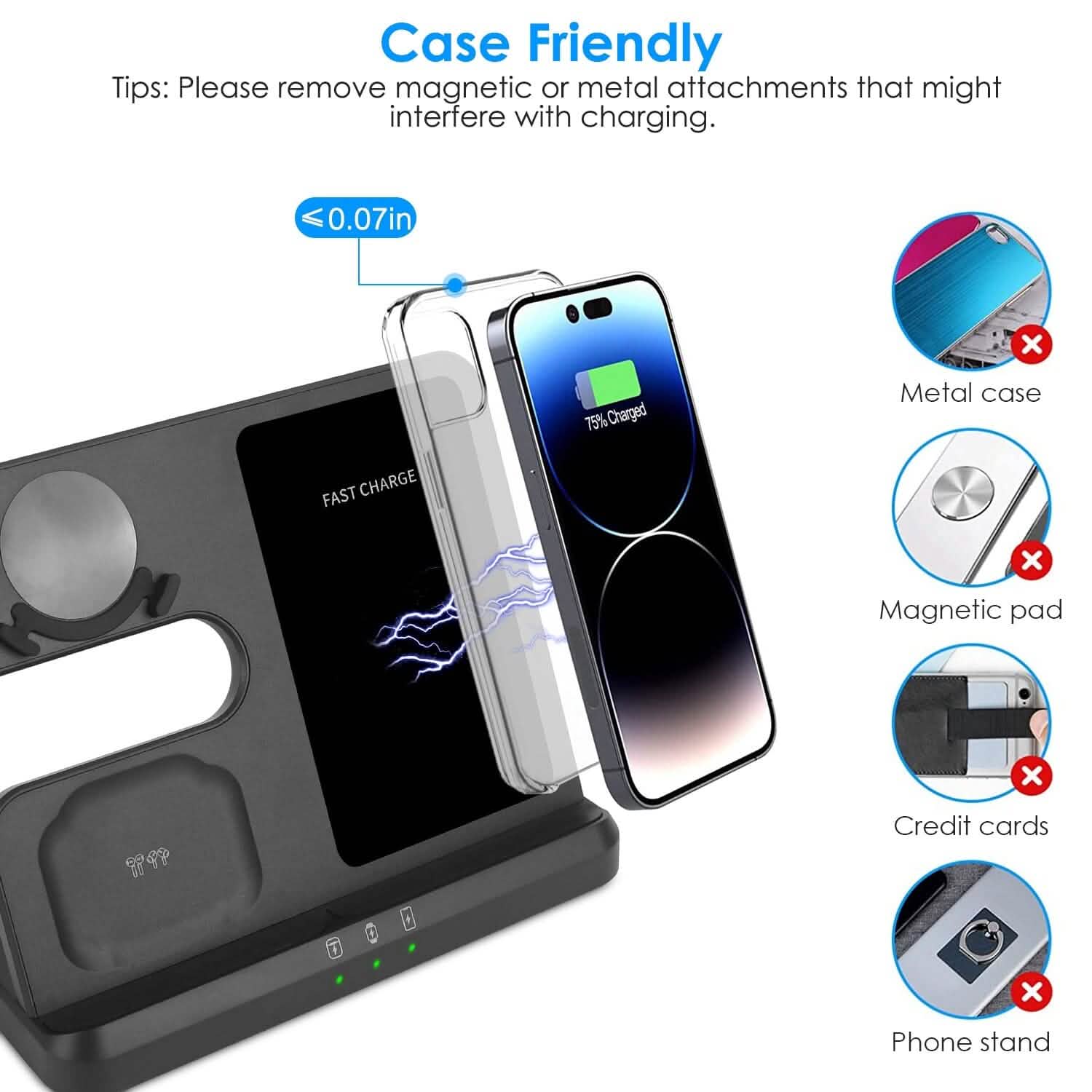 3-in-1 Fast Wireless Charger for Qi-enable Phones, Earphones and Watches DailySale