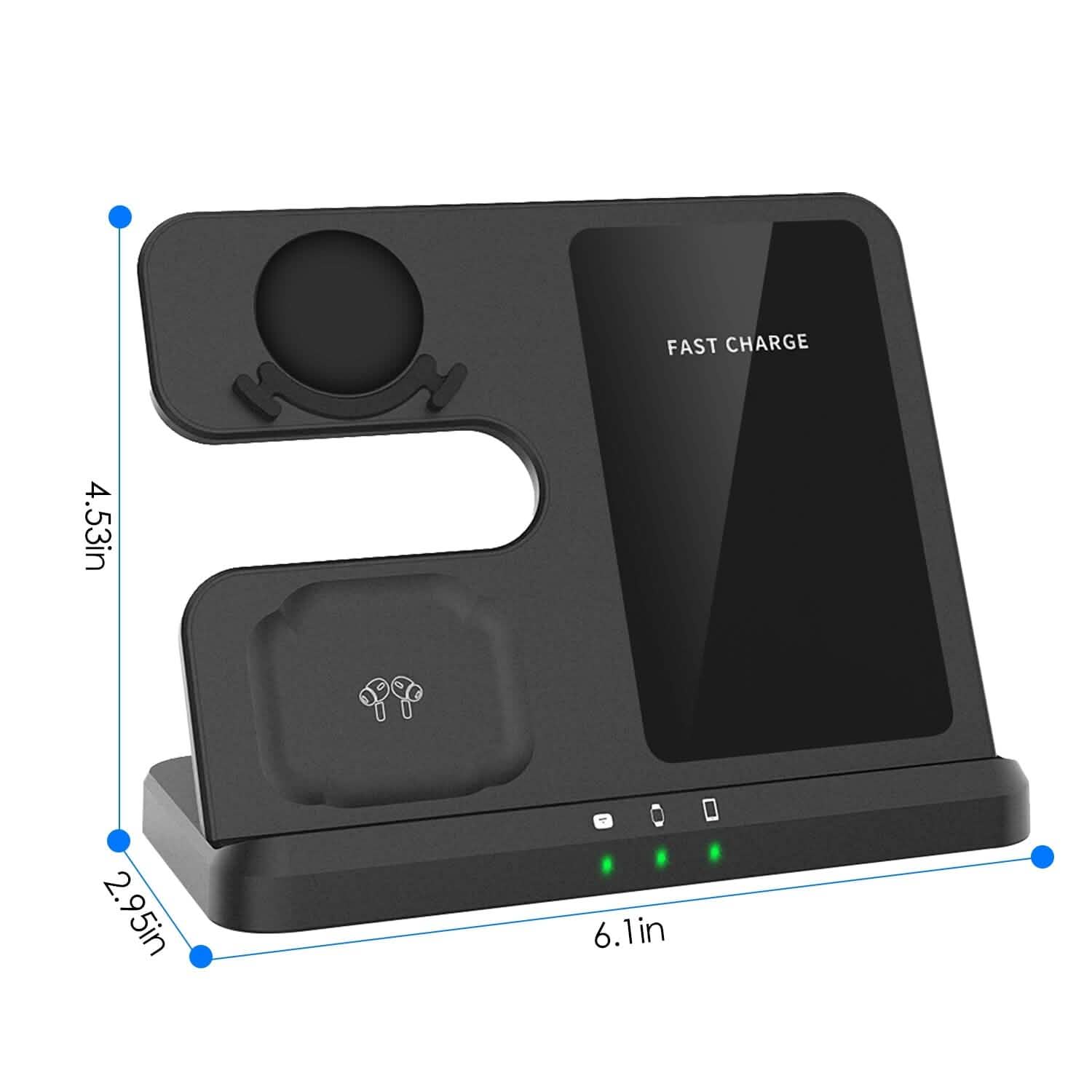 3-in-1 Fast Wireless Charger for Qi-enable Phones, Earphones and Watches DailySale