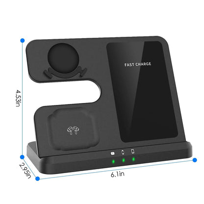 3-in-1 Fast Wireless Charger for Qi-enable Phones, Earphones and Watches DailySale